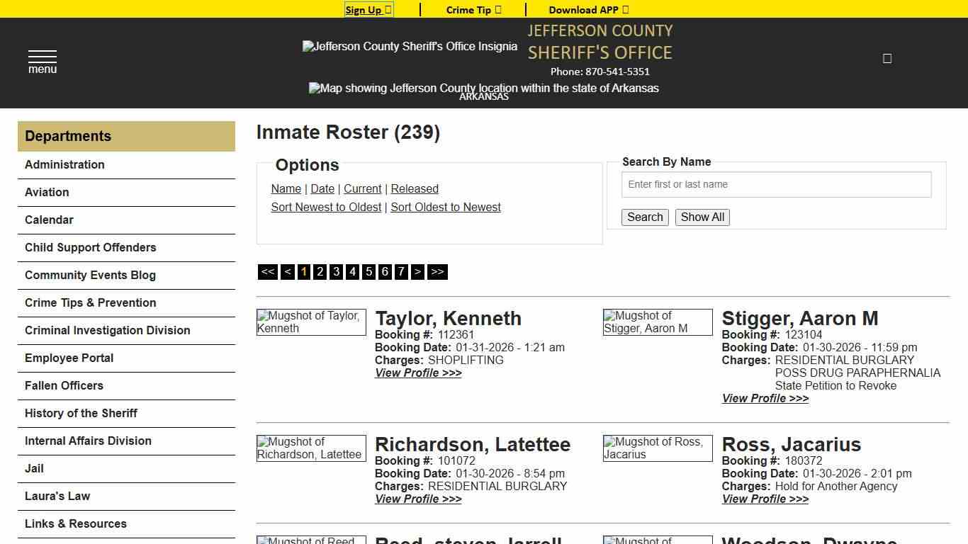 Inmate Roster - Current Inmates Booking Date Descending - Jefferson County Sheriff AR
